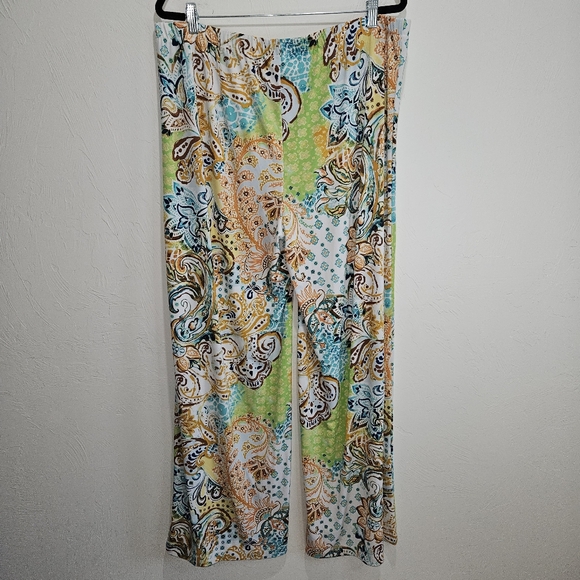 Chico's Size 3 Extra Large XL Palazzo Pants Multicolor Art To Wear Wide Leg - Picture 8 of 15